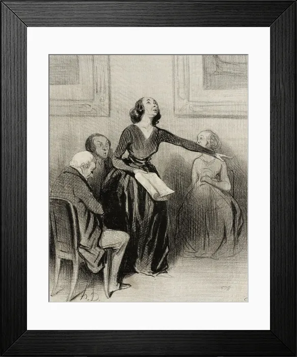 Framed Print : Le Bas-bleu déclamant sa pièce, 1844. Creator: Honore Daumier Framed Print : Le Bas-bleu déclamant sa pièce, 1844. Creator: Honore Daumier