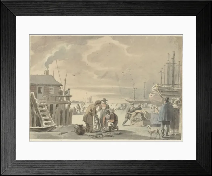 Framed Print : View of the frozen Merwede near Moerdijk, 1720-1792. Creator: Aert Schouman Framed Print : View of the frozen Merwede near Moerdijk, 1720-1792. Creator: Aert Schouman