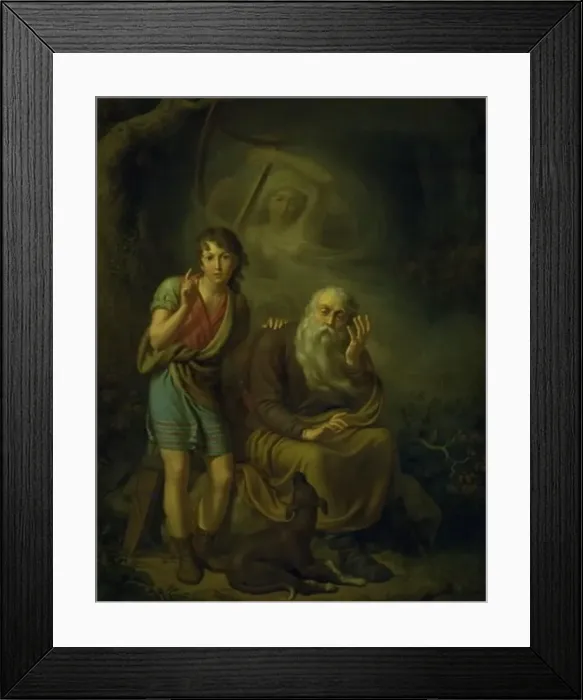 Framed Print : Ossian and Alpin's Son Hearing the Spirit of Malvina Touching the Harp, 1816. Creator: Christian Gottlieb Kratzenstein-Stub Framed Print : Ossian and Alpin's Son Hearing the Spirit of Malvina Touching the Harp, 1816. Creator: Christian Gottlieb Kratzenstein-Stub