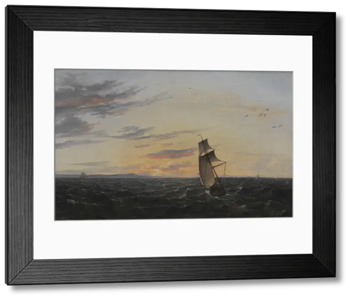 Framed Print : A Seascape. The coast of the Island of Rügen in Evening Light, 1818. Creator: Johan Christian Dahl Framed Print : A Seascape. The coast of the Island of Rügen in Evening Light, 1818. Creator: Johan Christian Dahl