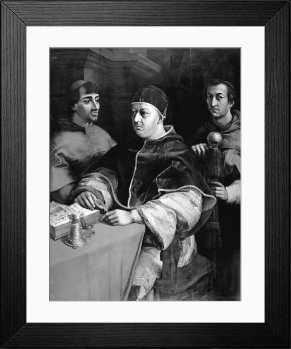 Framed Print : Pope Leo X and Cardinals Ludovico de Rossi and Giulio de Medici. Copy after Raphael, 1821. Creator: Christian Albrecht Jensen Framed Print : Pope Leo X and Cardinals Ludovico de Rossi and Giulio de Medici. Copy after Raphael, 1821. Creator: Christian Albrecht Jensen