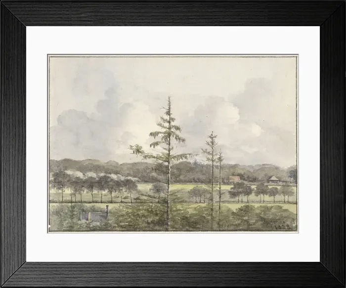 Framed Print : View of meadows and farm buildings, 1828. Creator: Pieter Ernst Hendrik Praetorius Framed Print : View of meadows and farm buildings, 1828. Creator: Pieter Ernst Hendrik Praetorius