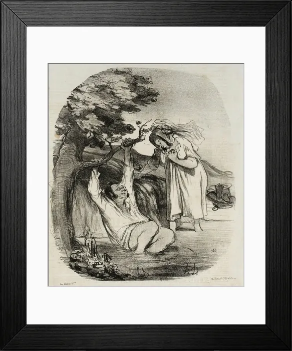 Framed Print : Une Imitation bourgeois du Zéphir de Prudhon, 1847. Creator: Honore Daumier Framed Print : Une Imitation bourgeois du Zéphir de Prudhon, 1847. Creator: Honore Daumier