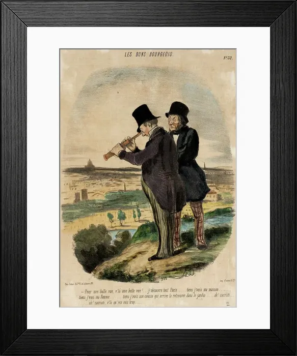Framed Print : Pour une belle vue, v'là une belle vue!.. 1847. Creator: Honore Daumier Framed Print : Pour une belle vue, v'là une belle vue!.. 1847. Creator: Honore Daumier