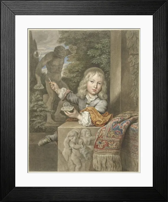 Framed Print : Bubble -blowing boy, 1741-1820. Creator: Abraham Delfos Framed Print : Bubble -blowing boy, 1741-1820. Creator: Abraham Delfos