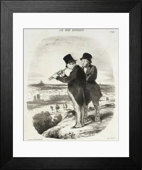Framed Print : Pour une belle vue, v'là une belle vue!, 1847. Creator: Honore Daumier Framed Print : Pour une belle vue, v'là une belle vue!, 1847. Creator: Honore Daumier