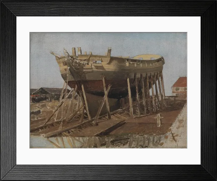 Framed Print : A Corvette on the Stocks. Copenhagen, 1828. Creator: CW Eckersberg Framed Print : A Corvette on the Stocks. Copenhagen, 1828. Creator: CW Eckersberg