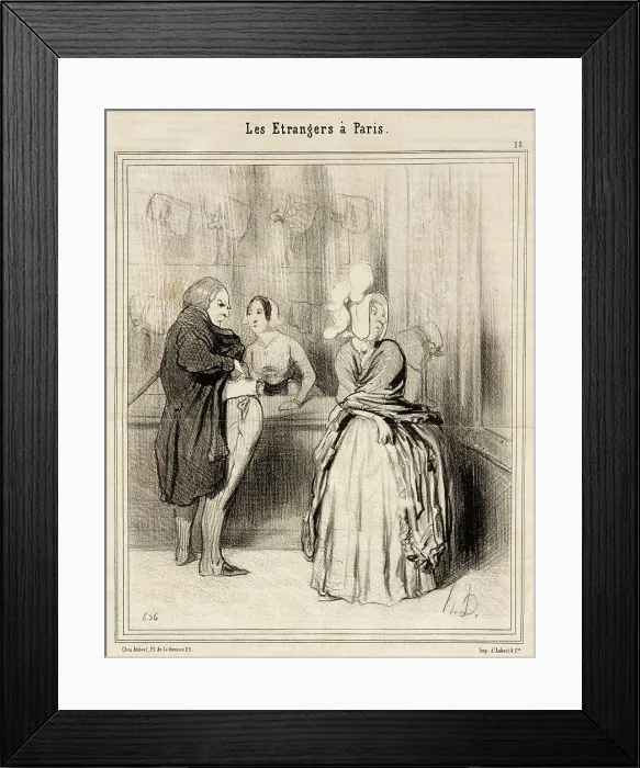 Framed Print : Le Chapeau qu'on rapporte de Paris, 1844. Creator: Honore Daumier Framed Print : Le Chapeau qu'on rapporte de Paris, 1844. Creator: Honore Daumier