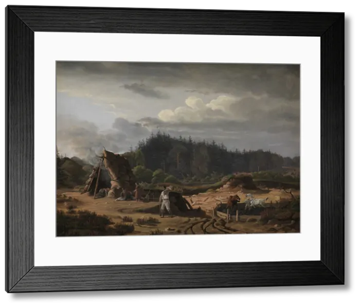 Framed Print : A Bog with Peat Cutters. Hosterkob, North Zealand, 1828. Creator: Ernst Christian Frederik Petzholdt Framed Print : A Bog with Peat Cutters. Hosterkob, North Zealand, 1828. Creator: Ernst Christian Frederik Petzholdt