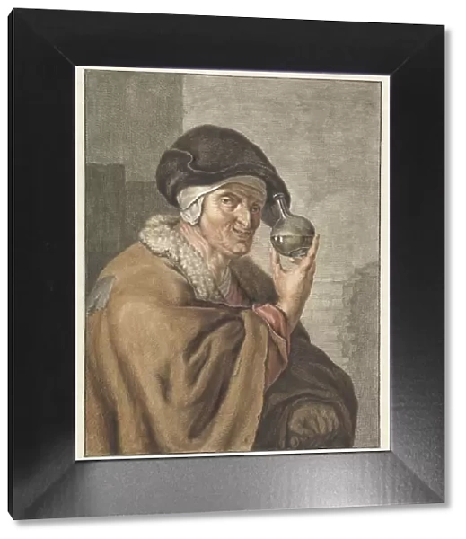 Old woman with a flask of urine, 1741-1820. Creator: Abraham Delfos