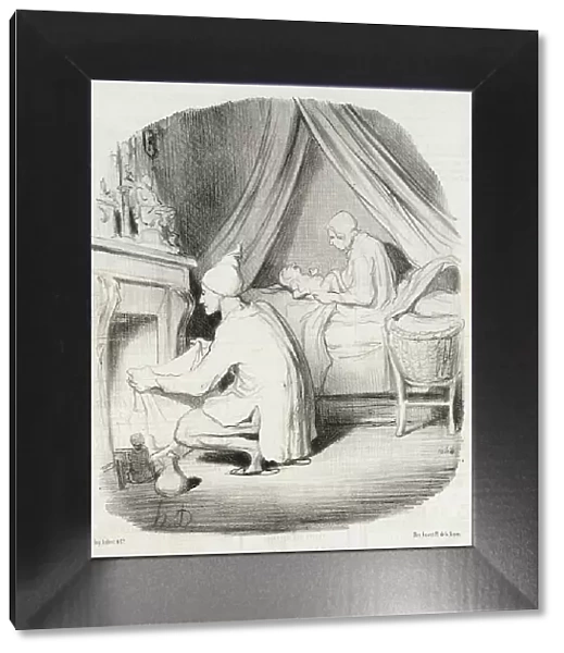 Une nuit agitée, 1847. Creator: Honore Daumier
