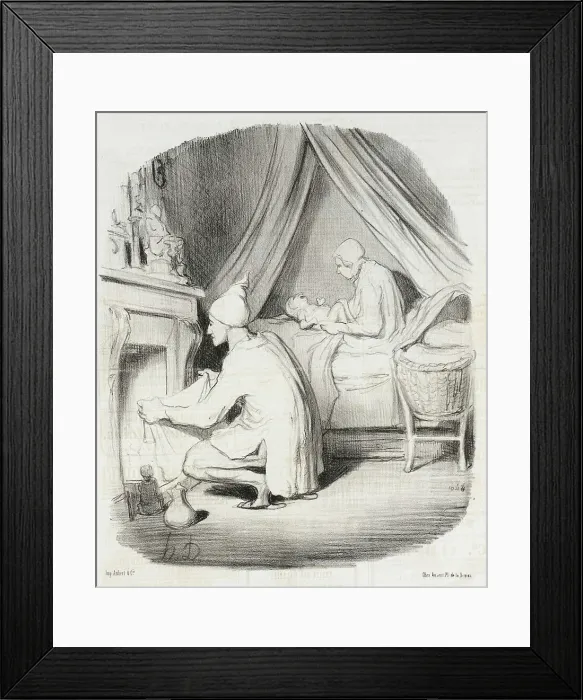 Framed Print : Une nuit agitée, 1847. Creator: Honore Daumier Framed Print : Une nuit agitée, 1847. Creator: Honore Daumier