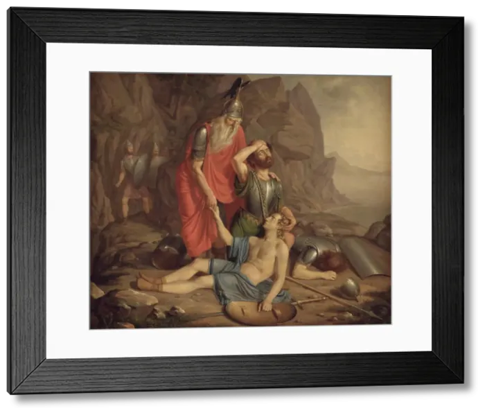 Framed Print : Oscar's death, 1828. Creator: Frederik Ludvig Storch Framed Print : Oscar's death, 1828. Creator: Frederik Ludvig Storch