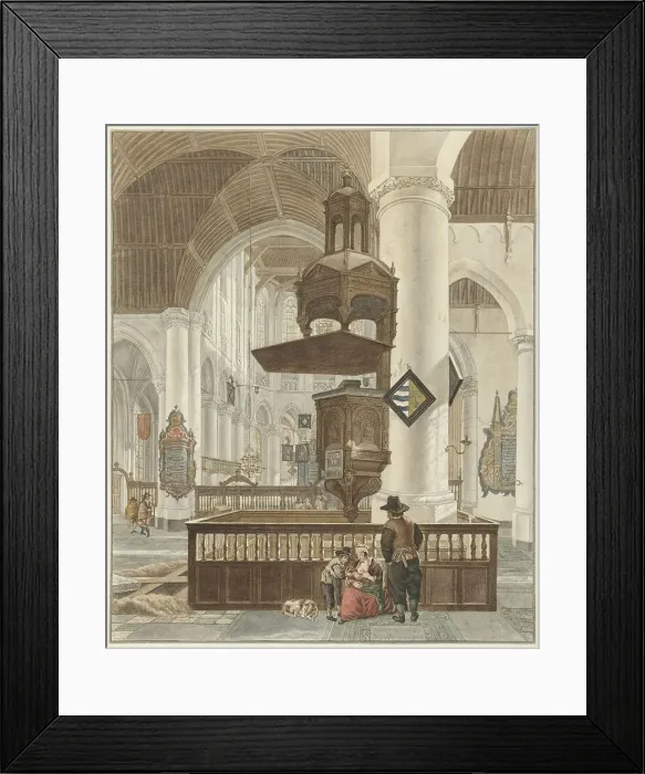 Framed Print : The Great Church in The Hague, 1776. Creator: Abraham Delfos Framed Print : The Great Church in The Hague, 1776. Creator: Abraham Delfos