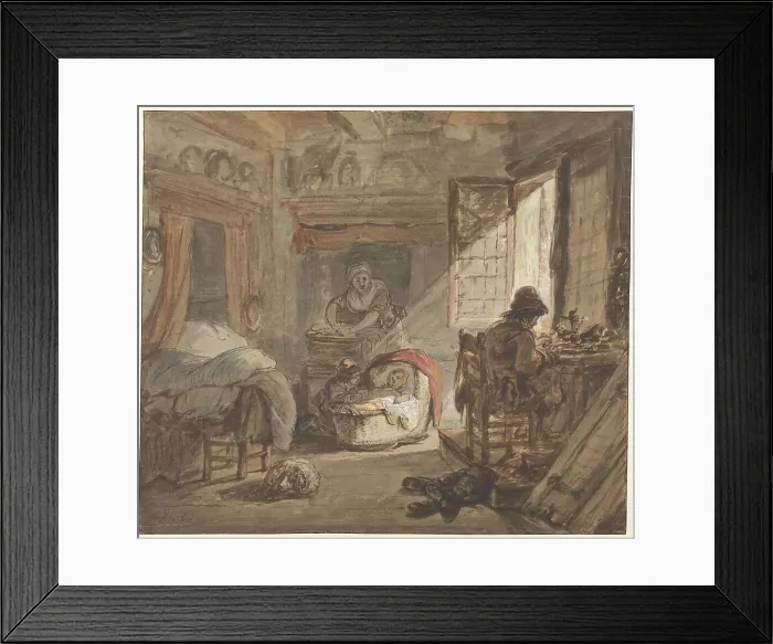 Framed Print : Interior with family, 1763-1826. Creator: Abraham van Strij Framed Print : Interior with family, 1763-1826. Creator: Abraham van Strij