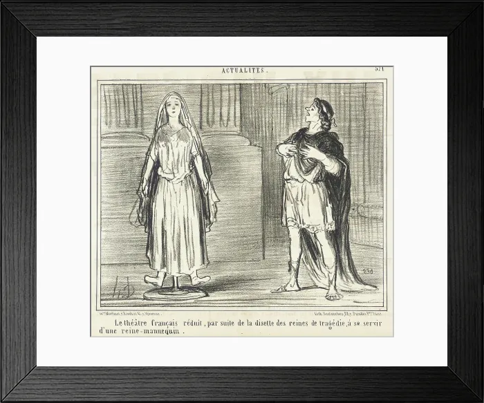 Framed Print : Le Théâtre français réduit...à se servir... 1858. Creator: Honore Daumier Framed Print : Le Théâtre français réduit...à se servir... 1858. Creator: Honore Daumier
