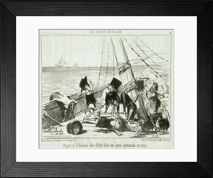 Framed Print : Ayant eu la fâcheuse idée d'aller...en mer, 1852. Creator: Honore Daumier Framed Print : Ayant eu la fâcheuse idée d'aller...en mer, 1852. Creator: Honore Daumier