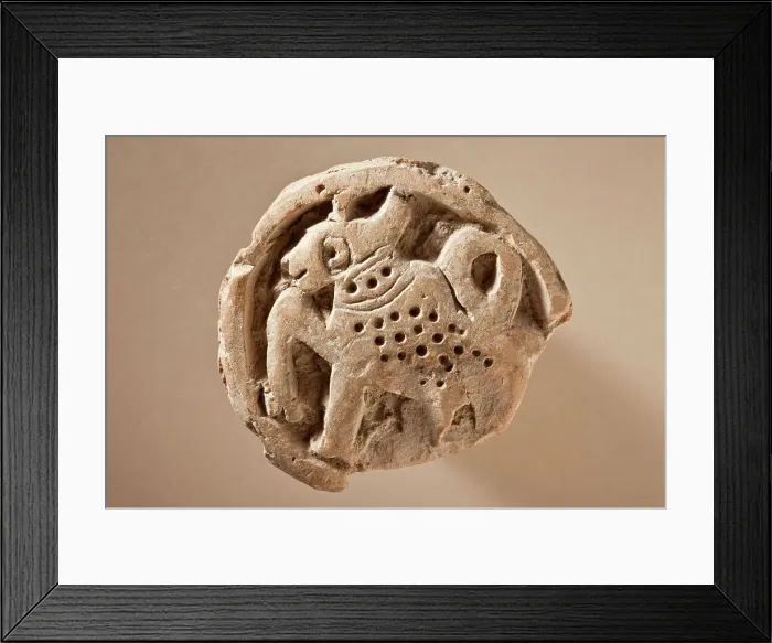 Framed Print : Boss with Feline (Possibly a Leopard) within a Roundel, 6th-8th century. Creator: Unknown Framed Print : Boss with Feline (Possibly a Leopard) within a Roundel, 6th-8th century. Creator: Unknown