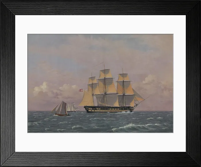 Framed Print : The 84-Gun Danish Warship Dronning Marie in the Sound, 1834. Creator: CW Eckersberg. The 84-Gun Danish Warship Dronning Marie in the Sound, 1834. Creator: CW Eckersberg Framed Print : The 84-Gun Danish Warship Dronning Marie in the Sound, 1834. Creator: CW Eckersberg. The 84-Gun Danish Warship Dronning Marie in the Sound, 1834. Creator: CW Eckersberg