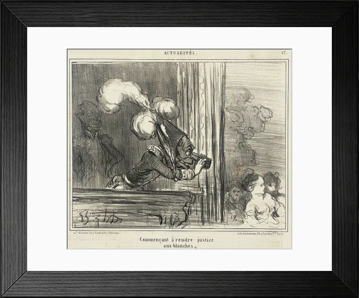 Framed Print : Commençant à rendre justice aux blanches, 1859. Creator: Honore Daumier Framed Print : Commençant à rendre justice aux blanches, 1859. Creator: Honore Daumier