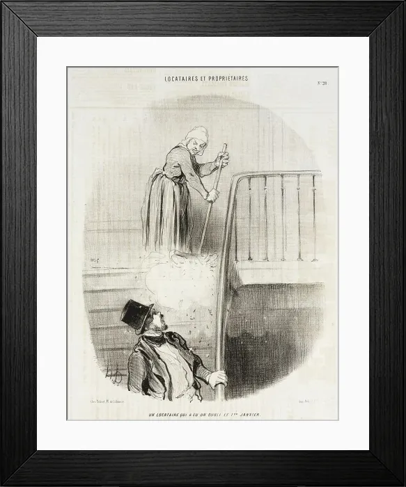 Framed Print : Un locataire qui a eu un oubli le 1er janvier, 1847. Creator: Honore Daumier Framed Print : Un locataire qui a eu un oubli le 1er janvier, 1847. Creator: Honore Daumier