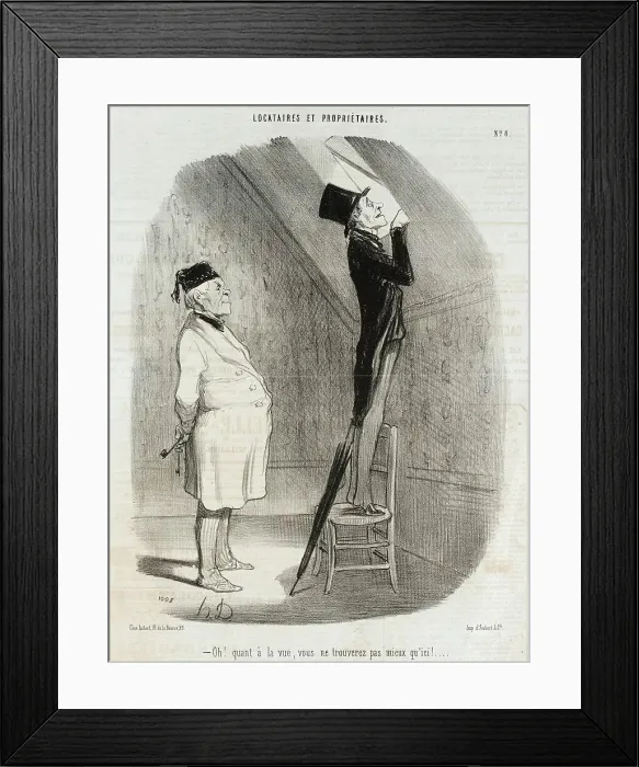 Framed Print : Oh! Quant à la vue, vous ne trouverez pas mieux qu'ici!, 1847. Creator: Honore Daumier Framed Print : Oh! Quant à la vue, vous ne trouverez pas mieux qu'ici!, 1847. Creator: Honore Daumier