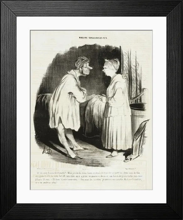Framed Print : Et les cinq Francs de ce matin?.. 1839. Creator: Honore Daumier Framed Print : Et les cinq Francs de ce matin?.. 1839. Creator: Honore Daumier