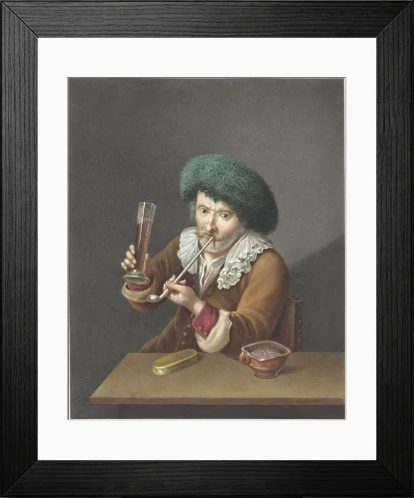 Framed Print : Seated man with glass and pipe, 1799. Creator: Alexander Liernur Framed Print : Seated man with glass and pipe, 1799. Creator: Alexander Liernur
