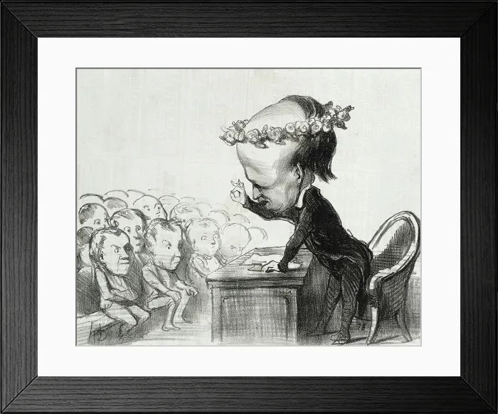 Framed Print : Victor Hugo dans un discours en trois points.. 1849. Creator: Honore Daumier Framed Print : Victor Hugo dans un discours en trois points.. 1849. Creator: Honore Daumier