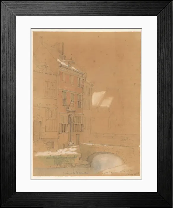 Framed Print : House of tanners in Maastricht, 1839. Creator: Alexander Schaepkens Framed Print : House of tanners in Maastricht, 1839. Creator: Alexander Schaepkens