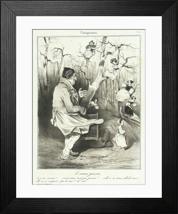 Framed Print : Le vieux garçon, 1833. Creator: Honore Daumier Framed Print : Le vieux garçon, 1833. Creator: Honore Daumier