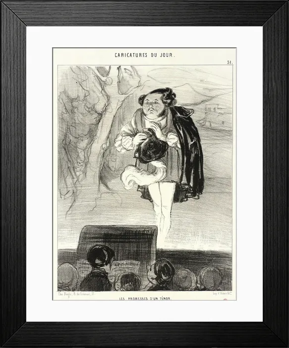Framed Print : Les Promesses d'un ténor, 1842. Creator: Honore Daumier Framed Print : Les Promesses d'un ténor, 1842. Creator: Honore Daumier