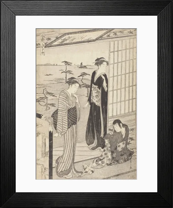Framed Print : Party in a Teahouse near Suma Beach (image 1 of 2), c1790. Creator: Hosoda Eishi Framed Print : Party in a Teahouse near Suma Beach (image 1 of 2), c1790. Creator: Hosoda Eishi