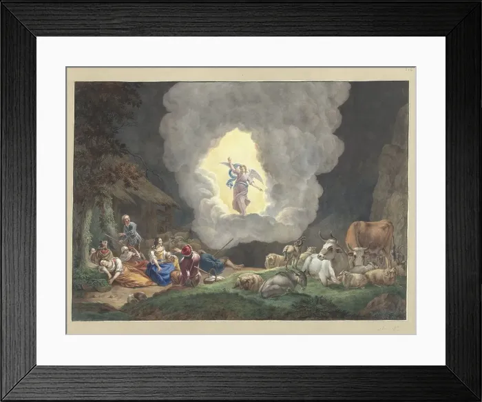 Framed Print : The proclamation to the shepherds, 1700-1800. Creator: Anon Framed Print : The proclamation to the shepherds, 1700-1800. Creator: Anon