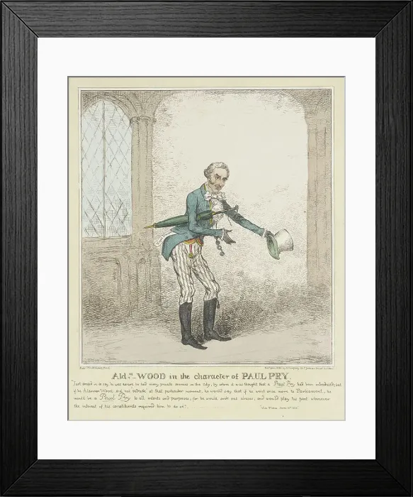 Framed Print : Ald Wood in the Character of Paul Pry, 1826. Creator: Isaac Robert Cruikshank Framed Print : Ald Wood in the Character of Paul Pry, 1826. Creator: Isaac Robert Cruikshank