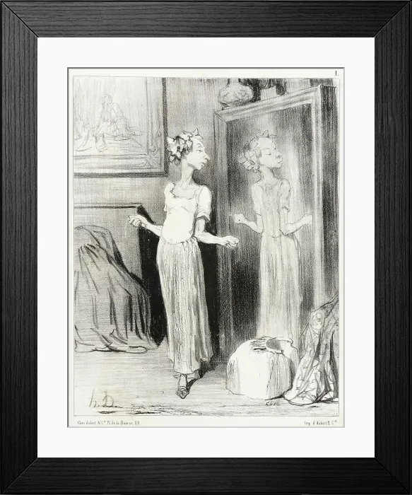 Framed Print : C'est singulier comme ce miroir m'applatit... 1844. Creator: Honore Daumier Framed Print : C'est singulier comme ce miroir m'applatit... 1844. Creator: Honore Daumier