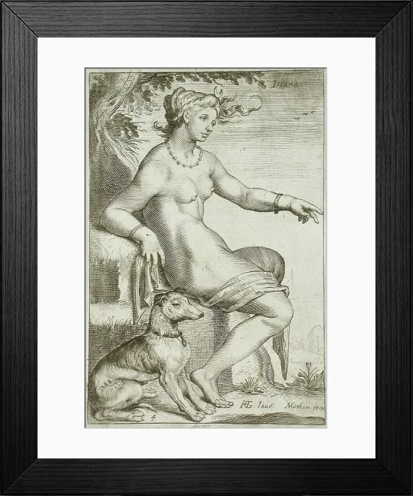 Framed Print : Diana, between 1607 and 1610. Creator: Jacob Matham Framed Print : Diana, between 1607 and 1610. Creator: Jacob Matham