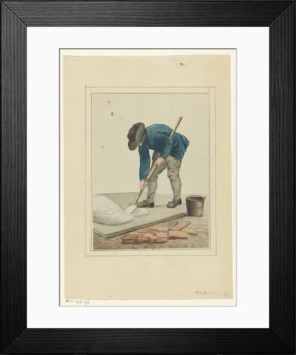 Framed Print : Man busy mixing lime, 1700-1800. Creator: Anon Framed Print : Man busy mixing lime, 1700-1800. Creator: Anon