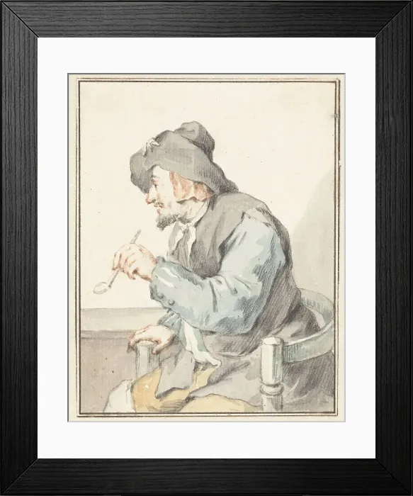 Framed Print : Piping man in a chair, to the left, 1720-1792. Creator: Aert Schouman Framed Print : Piping man in a chair, to the left, 1720-1792. Creator: Aert Schouman