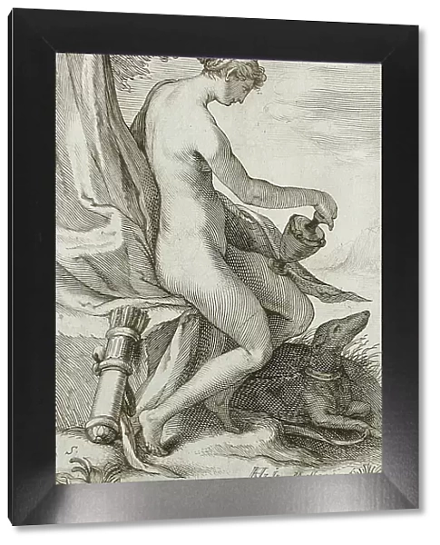 Nymph and Greyhound, between 1607 and 1610. Creator: Jacob Matham