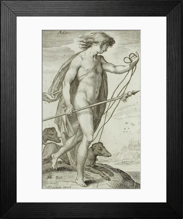 Framed Print : Adonis, between 1607 and 1610. Creator: Jacob Matham Framed Print : Adonis, between 1607 and 1610. Creator: Jacob Matham