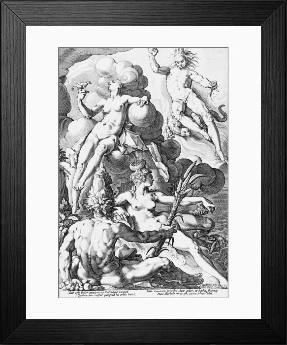 Framed Print : The Four Elements, 1588. Creator: Jacob Matham Framed Print : The Four Elements, 1588. Creator: Jacob Matham