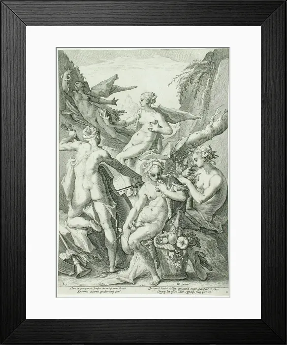 Framed Print : The Five Senses, 1588. Creator: Jacob Matham Framed Print : The Five Senses, 1588. Creator: Jacob Matham