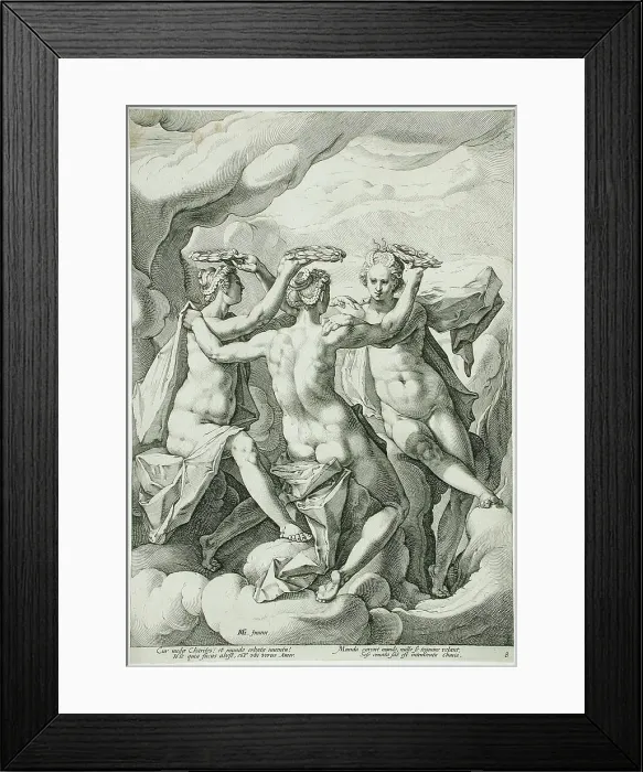 Framed Print : The Three Graces, 1588. Creator: Jacob Matham Framed Print : The Three Graces, 1588. Creator: Jacob Matham