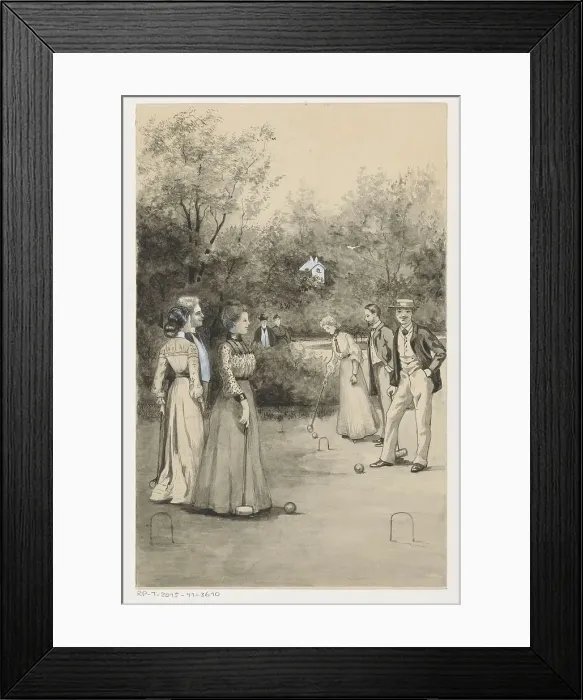 Framed Print : Men and women play croquet, 1905 or earlier. Creator: Anna Maria Kruijff Framed Print : Men and women play croquet, 1905 or earlier. Creator: Anna Maria Kruijff