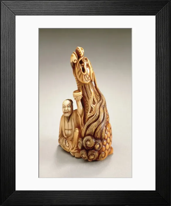 Framed Print : Kirin and Immortal, 18th century. Creator: Unknown Framed Print : Kirin and Immortal, 18th century. Creator: Unknown