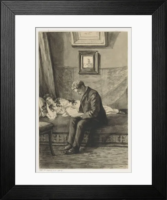 Framed Print : Young man reading to a girl, 1905 or earlier. Creator: Anna Maria Kruijff Framed Print : Young man reading to a girl, 1905 or earlier. Creator: Anna Maria Kruijff