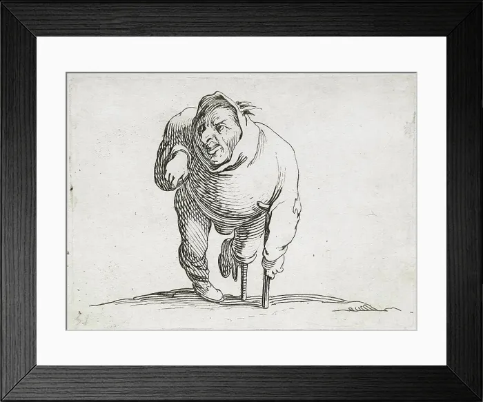 Framed Print : A Disabled Man with a Crutch and a Wooden Leg, 1616. Creator: Jacques Callot Framed Print : A Disabled Man with a Crutch and a Wooden Leg, 1616. Creator: Jacques Callot