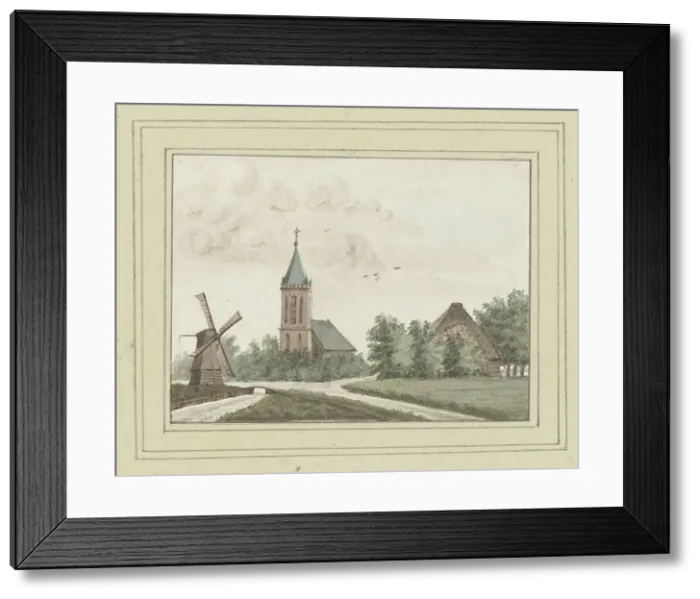 Framed Print : View of the village of Hoogwoud, c. 1752. Creator: Anon Framed Print : View of the village of Hoogwoud, c. 1752. Creator: Anon