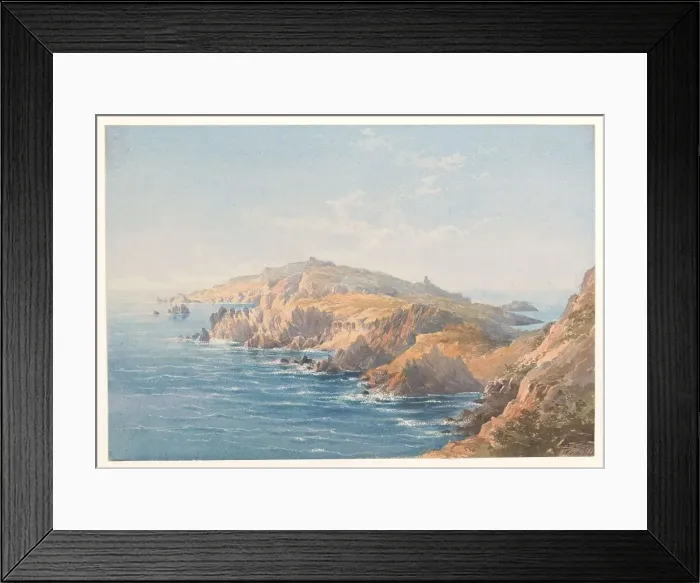 Framed Print : Coastal landscape in Corsica, 1828-1892. Creator: Charles William Meredith van de Velde Framed Print : Coastal landscape in Corsica, 1828-1892. Creator: Charles William Meredith van de Velde